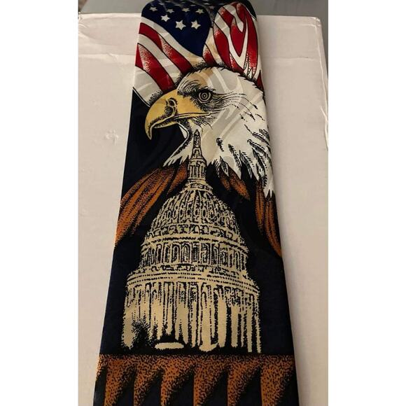 Steven Harris Patriotic American Tie with Eagle, Flag, & Capital Building - Picture 2 of 6